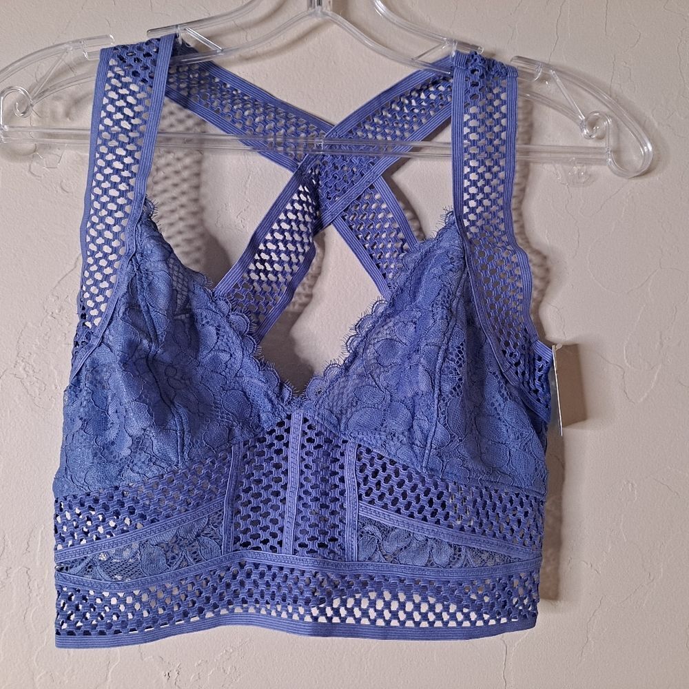 Nwt Free Peop Intimately Sitting Pretty Brami Bralette Blue Egret Size Xs